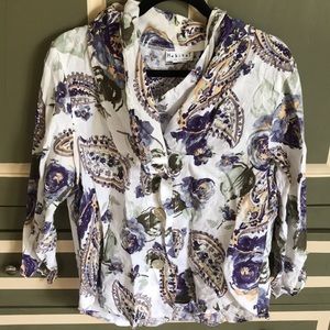 🟣 EUC - Habitat linen layered collar shirt - L